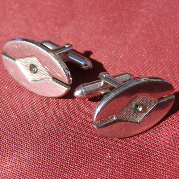 Vintage men's Swank Cufflinks Silvertone EUC - Picture 5 of 6
